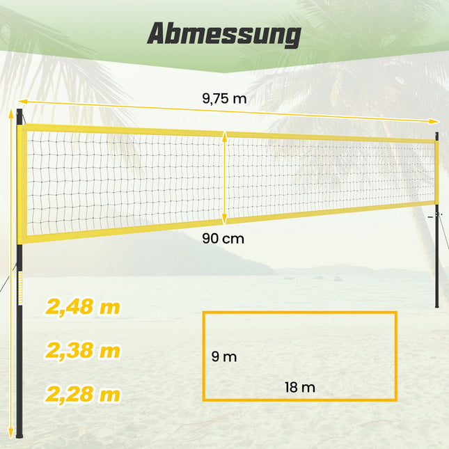 Adjustable Volleyball Net Set with Stand, 9.75m x 90cm