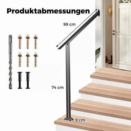 Adjustable Wall Mount Handrail for 3/4 Outdoor Steps