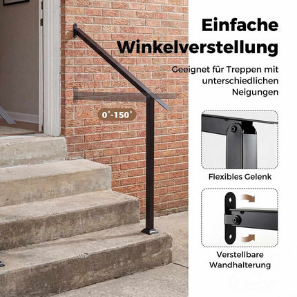 Adjustable Wall Mount Handrail for 3/4 Outdoor Steps