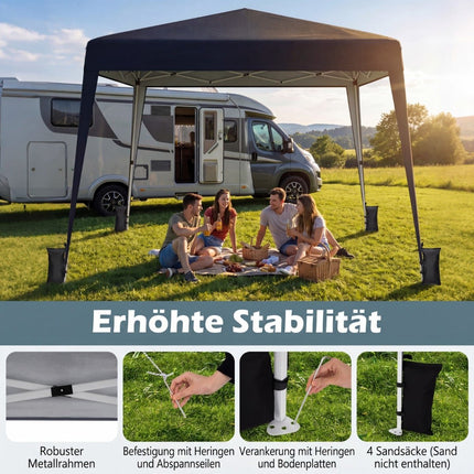 Adjustable Waterproof Pop-Up Gazebo, 3x3m, Black