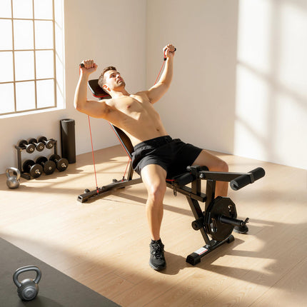 Adjustable Weight Bench, 300kg Capacity, 3-in-1 with Bands