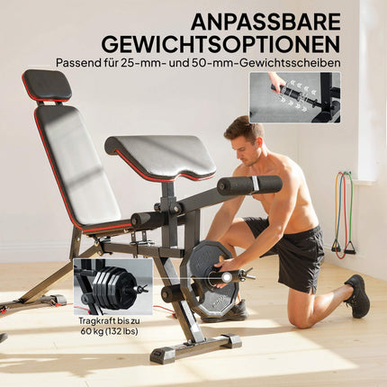 Adjustable Weight Bench, 300kg Capacity, 3-in-1 with Bands