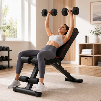 Adjustable Weight Bench with Resistance Bands, Foldable