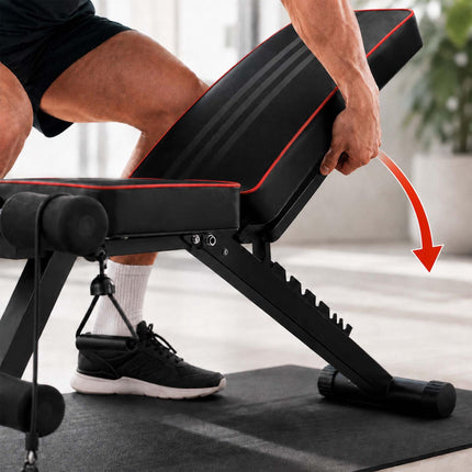 Adjustable Weight Bench with Resistance Bands, Foldable