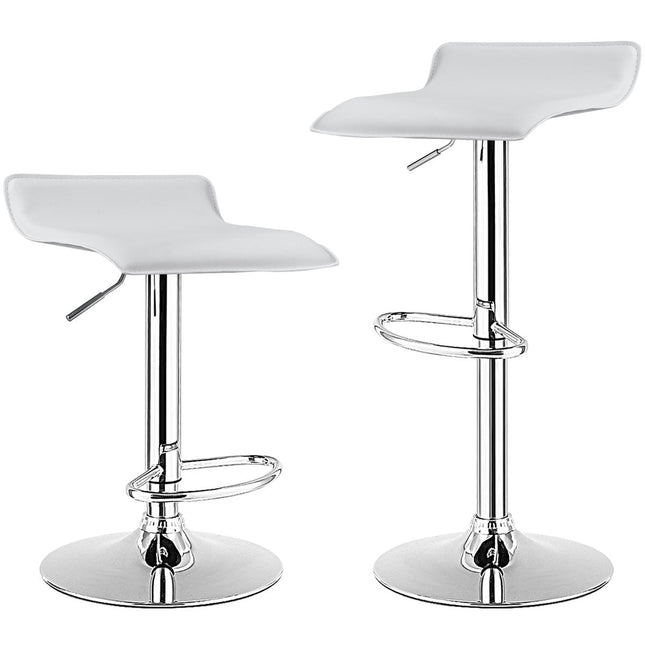 Adjustable White Bar Stools Set of 2 with Backrest & Footrest