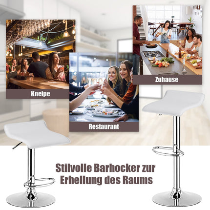 Adjustable White Bar Stools Set of 2 with Backrest & Footrest