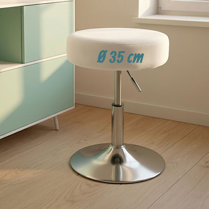 Adjustable White Make-Up Stool with Swivel and Gas Lift