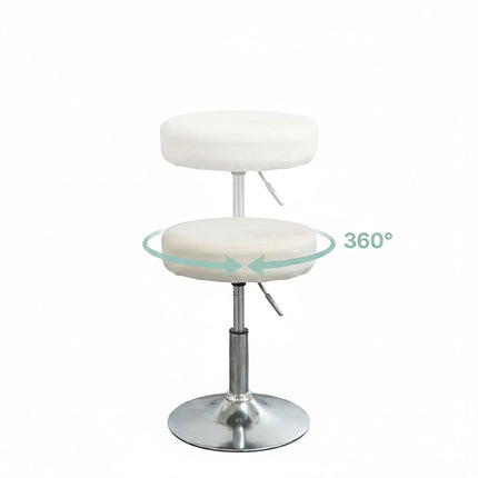 Adjustable White Make-Up Stool with Swivel and Gas Lift