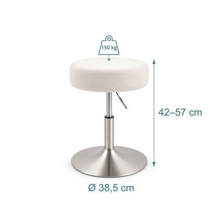 Adjustable White Make-Up Stool with Swivel and Gas Lift