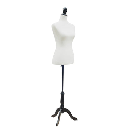 Adjustable White Mannequin Torso with Pinewood Base