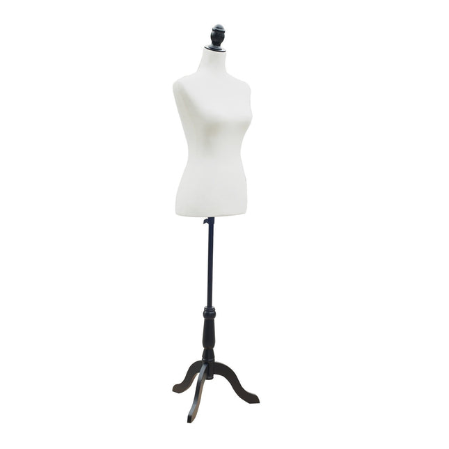 Adjustable White Mannequin Torso with Pinewood Base