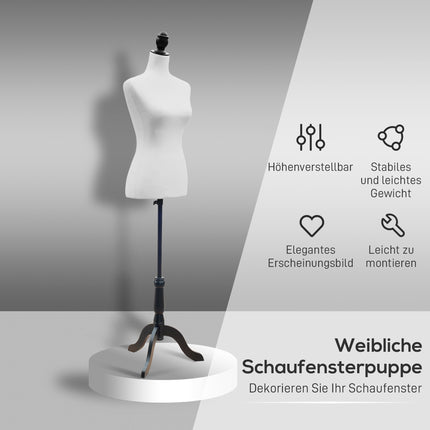 Adjustable White Mannequin Torso with Pinewood Base