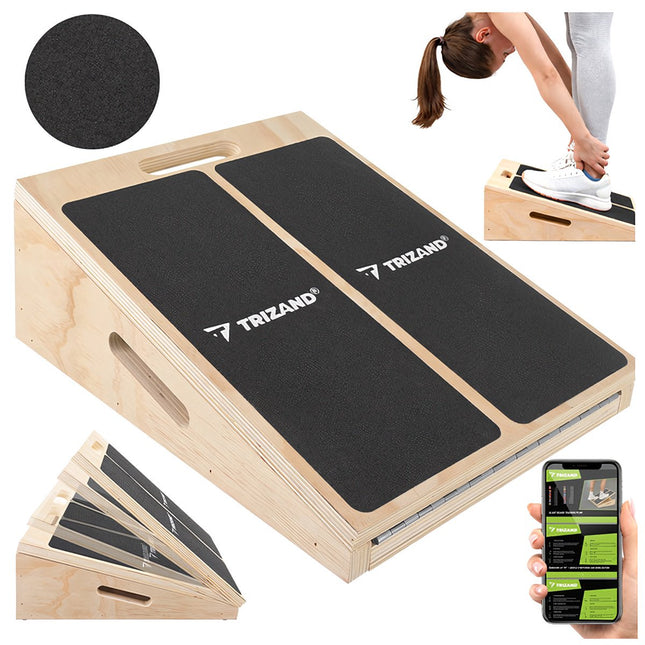 Adjustable Wooden Calf Stretching Slant Board, Non-Slip