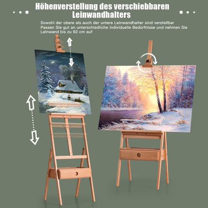 Adjustable Wooden Easel with Drawer for Artists
