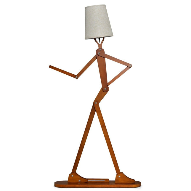 Adjustable Wooden Floor Lamp – 160 cm, Fabric Shade