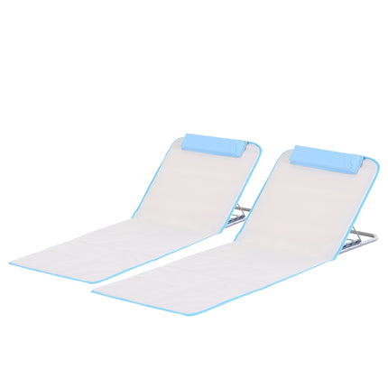 Adjustable beach mattress in steel, foldable beige, 134x48x33-43cm