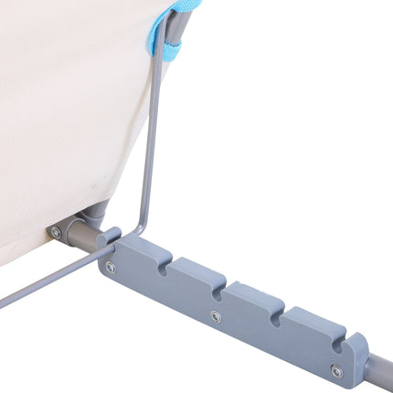 Adjustable beach mattress in steel, foldable beige, 134x48x33-43cm