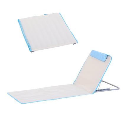 Adjustable beach mattress in steel, foldable beige, 134x48x33-43cm