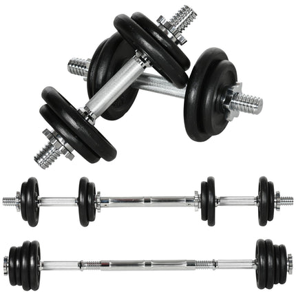 Adjustable dumbbell and barbell set, 20 kg, anti-slip