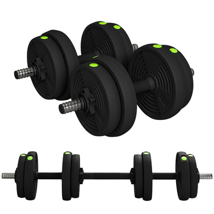 Adjustable dumbbell set, 15 kg, 2-in-1, floor-friendly