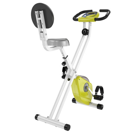 Adjustable exercise bike with magnetic resistance, yellow/white