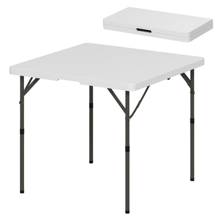 Adjustable folding picnic table, plastic & metal, white