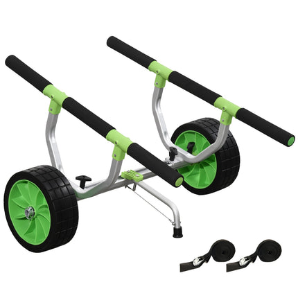 Adjustable kayak and canoe trailer with strap