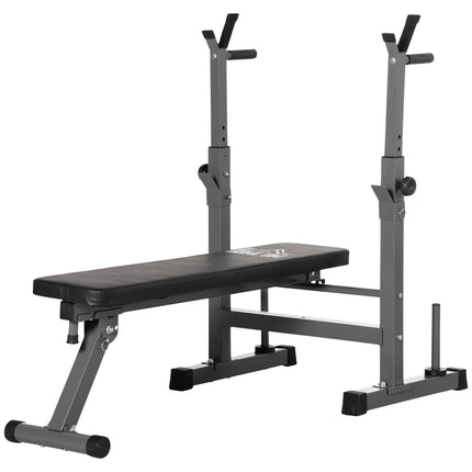 Adjustable steel weight bench with dumbbell rack - black/grey