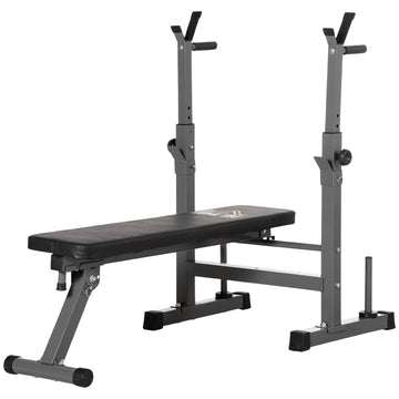 Adjustable steel weight bench with dumbbell rack - black/grey