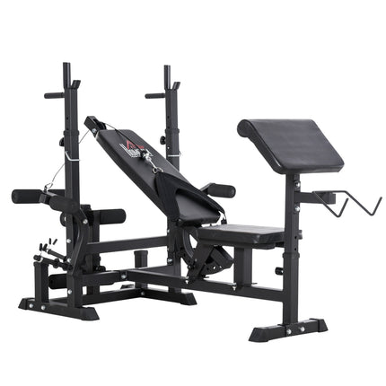 Adjustable weight bench - barbell rack, steel frame, multigym