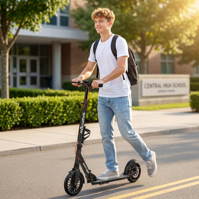 Adult Folding Kick Scooter, 200 mm PU Wheels, Dual Brake