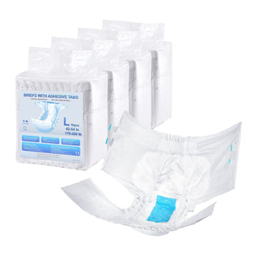 Adult Incontinence Briefs, Tabs, Size L, 40 Count, Wetness Indicator