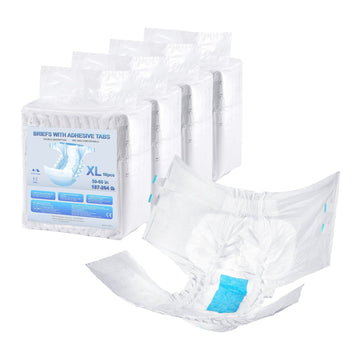 Adult Incontinence Briefs with Tabs, XL, 40 Count, Wetness Indicator