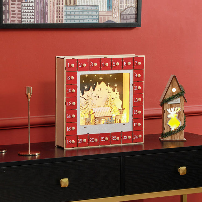 Christmas advent calendar with LED lights, 24 DIY compartments