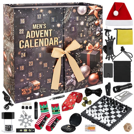 Advent Calendar for Men 2026 with 24 Gadget Gifts, Numbered Boxes, Black