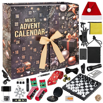 Advent Calendar for Men 2026 with 24 Gadget Gifts, Numbered Boxes, Black