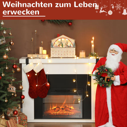 Advent Calendar with 24 Drawers, LED Lights, Wood, 36x10x34 cm