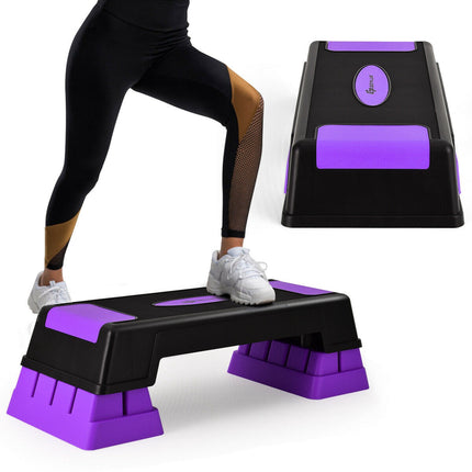 Aerobic Step Platform, 3-Level Adjustable Height, Purple