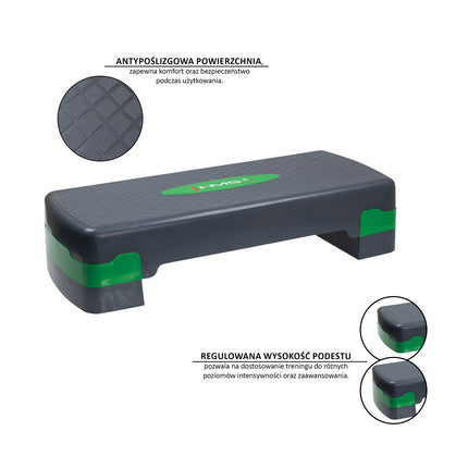 Aerobic Step Platform, Black-Green, Adjustable Height