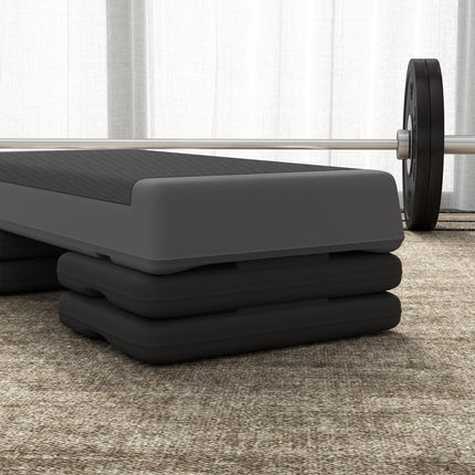 Aerobic stepper, adjustable height, non-slip, gray