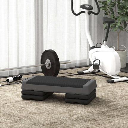 Aerobic stepper, adjustable height, non-slip, gray