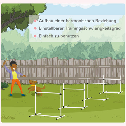Dog Agility Training Set - 4 slalom hurdles, white
