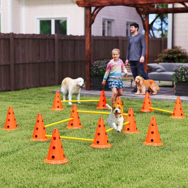 Dog Agility Training Set - 6 adjustable obstacles, 12 cones