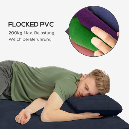 Double Air Mattress With Hand Pump & Pillow, Blue, 203x152x22Cm