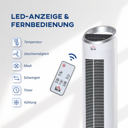Air Cooler Tower Fan - Water cooling, remote control, timer, 60W