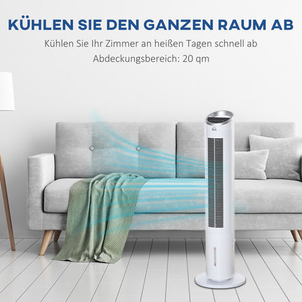 Air Cooler Tower Fan - Water cooling, remote control, timer, 60W