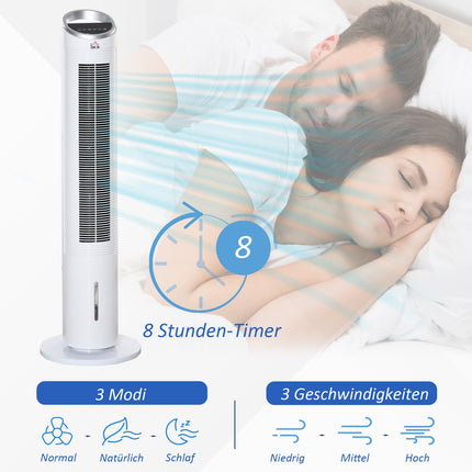 Air Cooler Tower Fan - Water cooling, remote control, timer, 60W