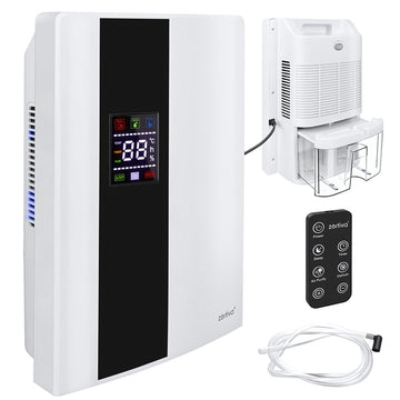 Air Dehumidifier 90 W with Humidistat and Timer, 2 L Tank, White, Up to 30 m²