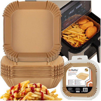 Air Fryer Paper Inserts, 100 Pcs, 16x16 cm, Silicone Coated