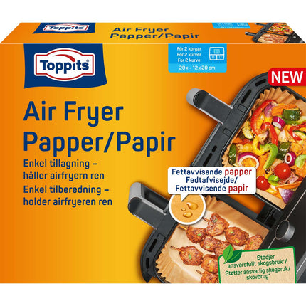 Air Fryer Paper Liners, 12x20cm, Dual Basket, 7 Pack